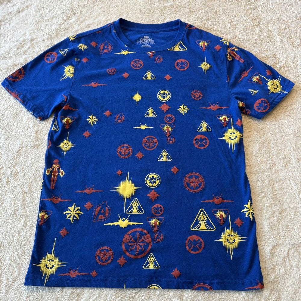 Marvel Mens The Mighty Captain Blue Graphic T-Shirt M Comics